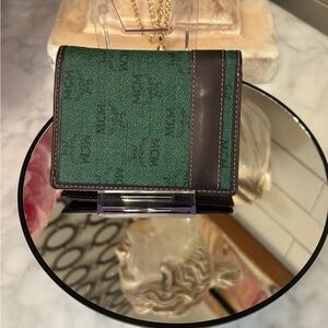 EUC MCM Green and Brown compact unisex Wallet with branded dust bag